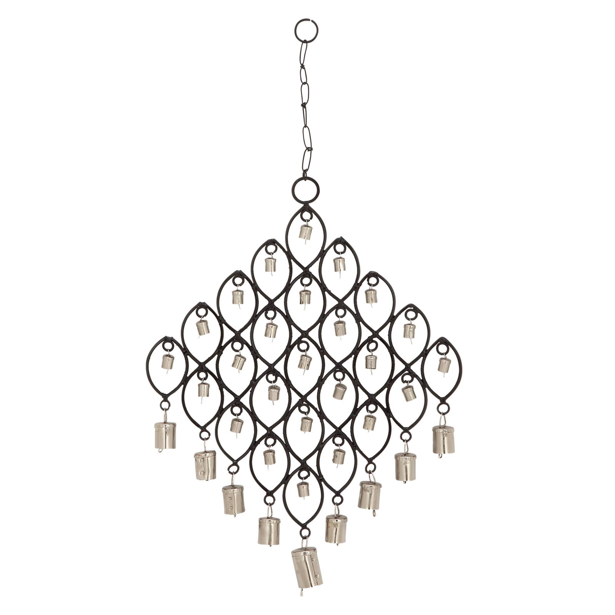 Black Metal Eclectic Windchime, 13" x 1" x 24"